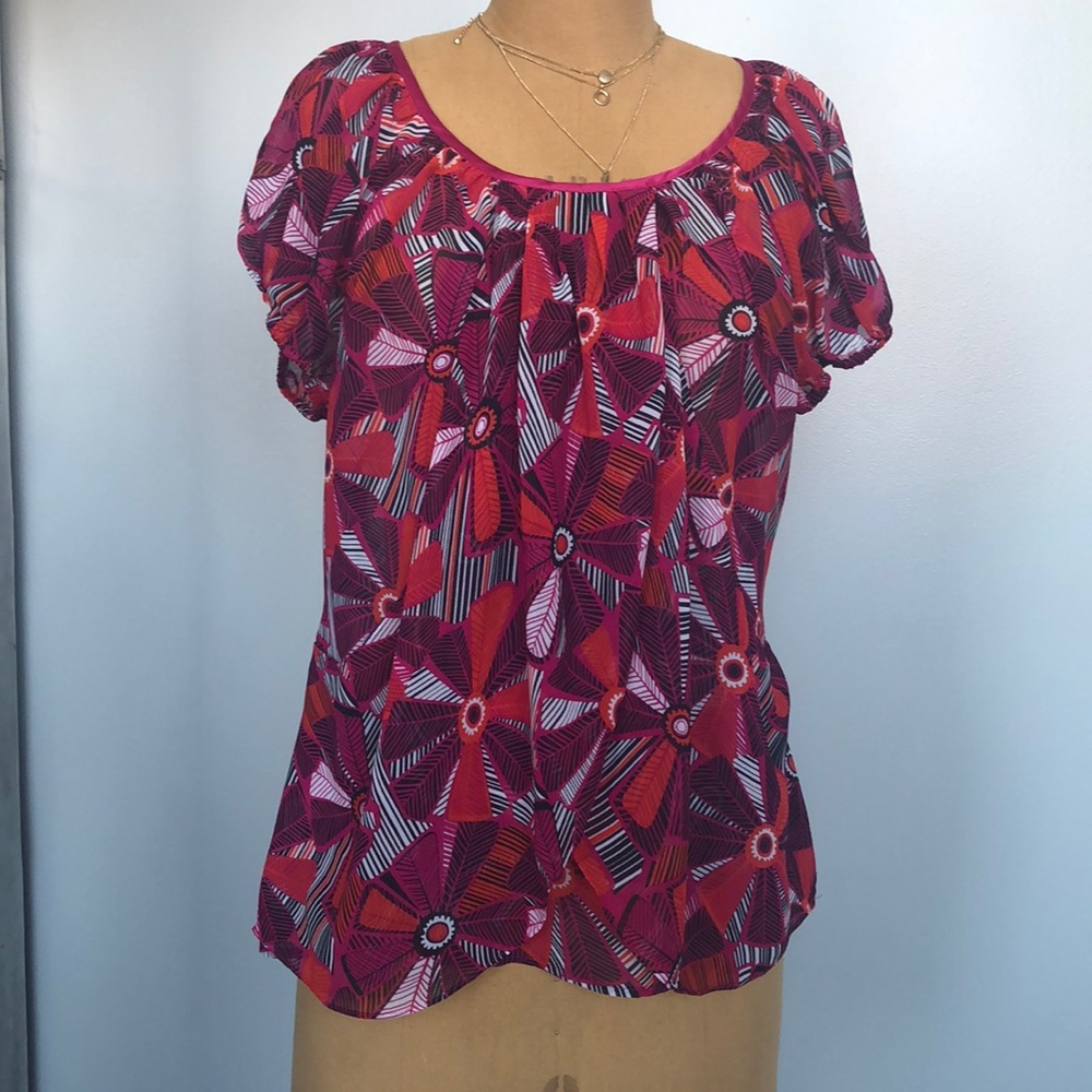 Worthington Blouse Work Office Pink Orange Medium